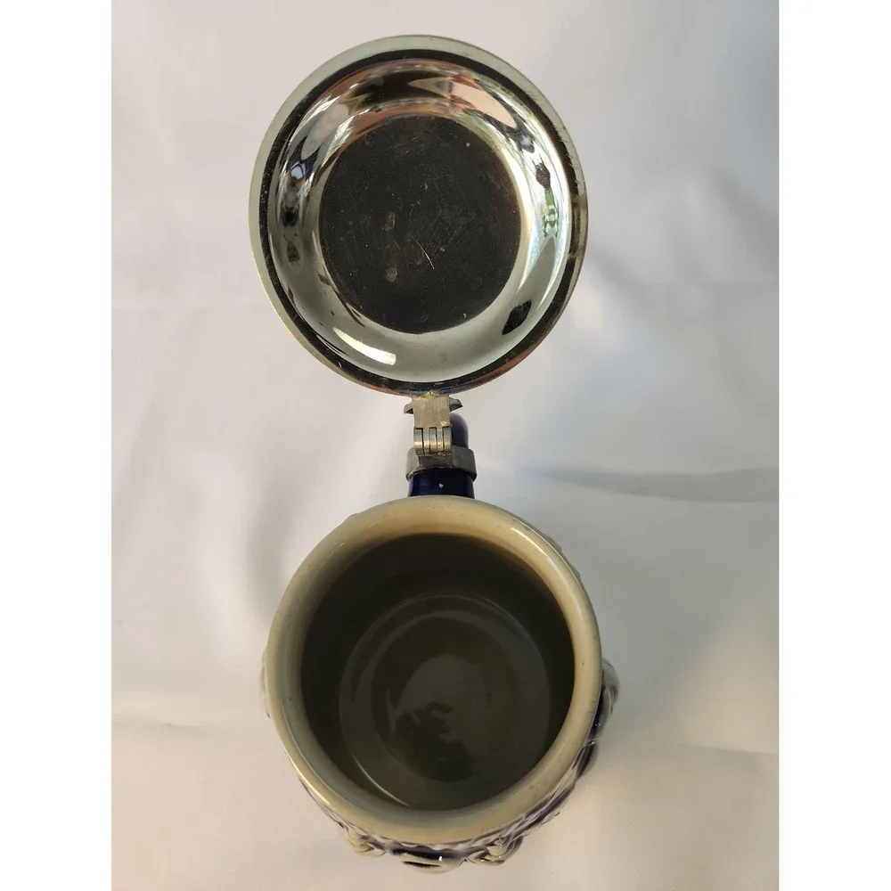 VTG 1930s Marzi Remy German Beer Stein 2789 Bowling Kegel Gut Holz Pewter Lid